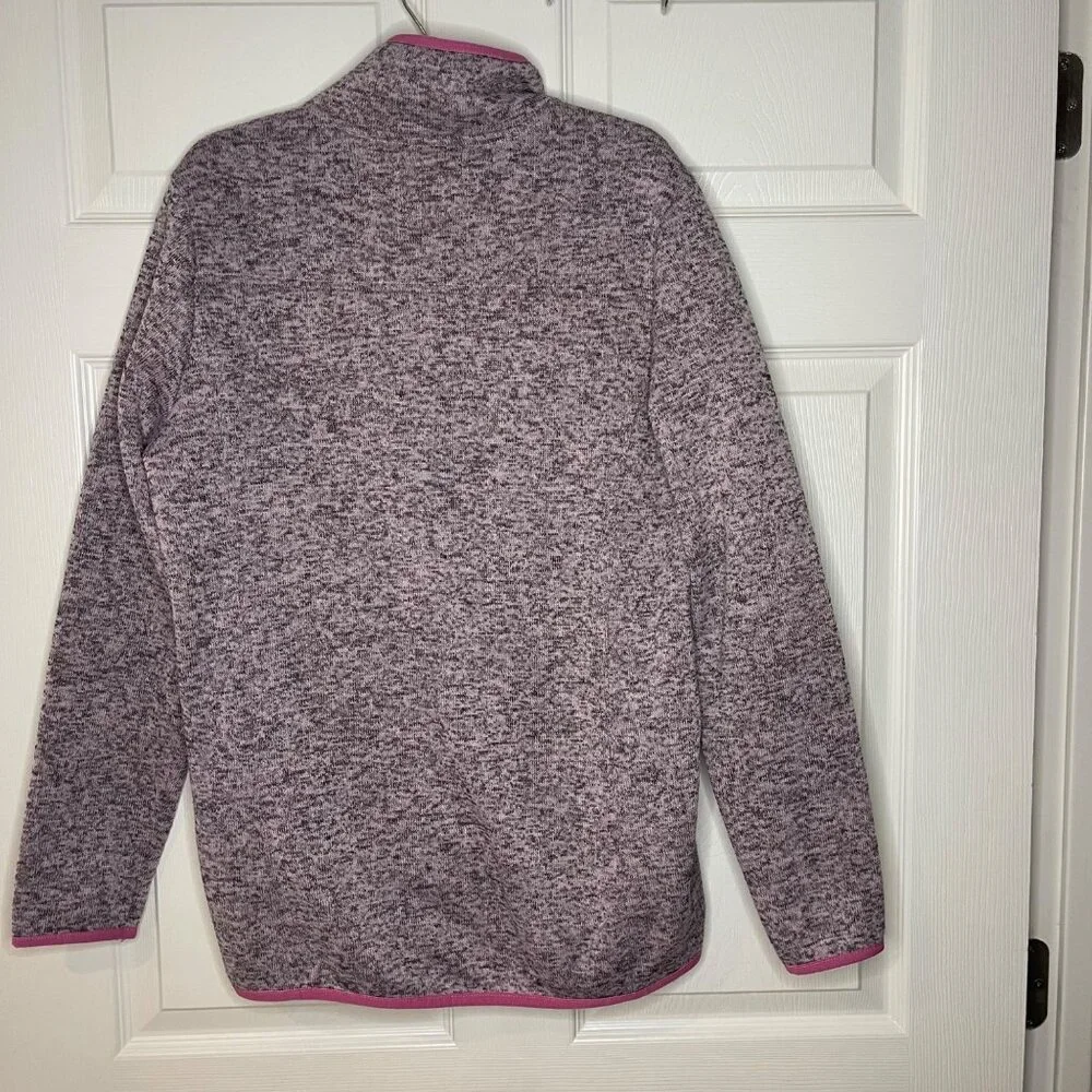 Simply Southern Heathered Gray Pink Pullover Sweatshirt‎ Womens Size Medium Snap